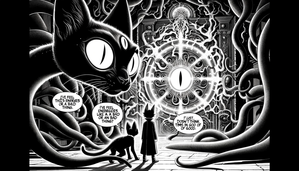 Urlan, Cosmic Cat. An AI-Illustrated Experiment, some of the wildest throaway panels from the comic