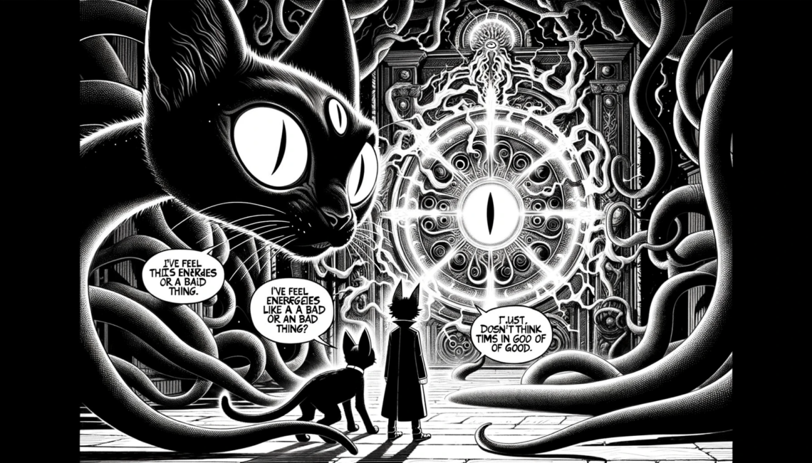 Urlan, Cosmic Cat. An AI-Illustrated Experiment, some of the wildest throaway panels from the comic