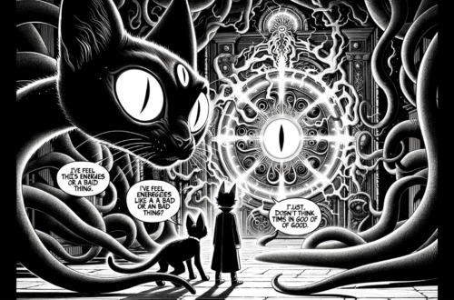 Urlan, Cosmic Cat. An AI-Illustrated Experiment, some of the wildest throaway panels from the comic